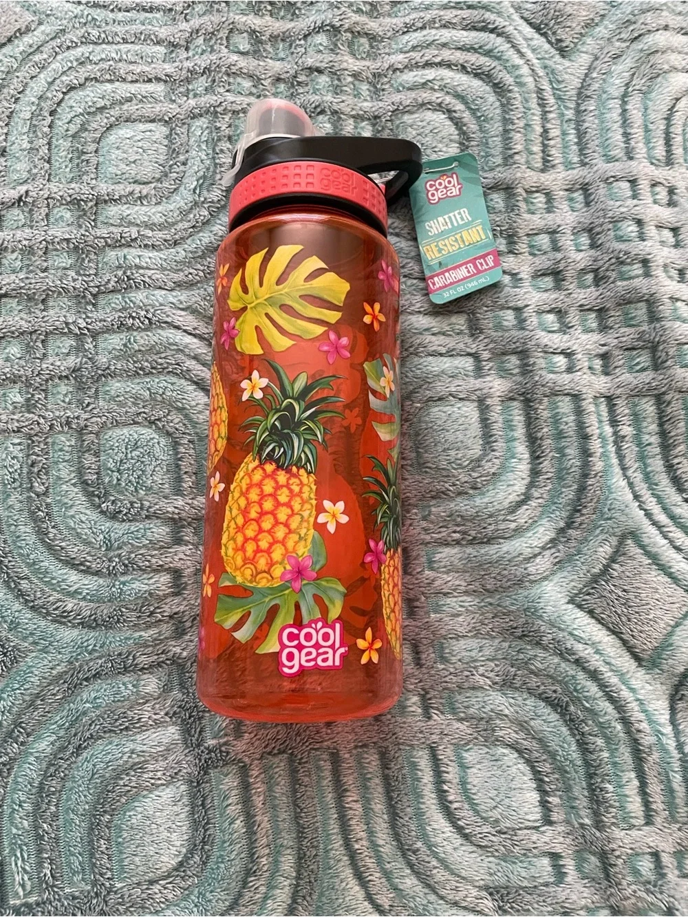 Cool Gear Orange Pineapple Print Water Bottle with Straw Lid